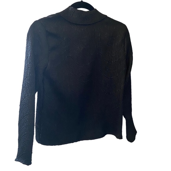 Black Blouse with Rhinestone Buttons Petite Medium - Picture 2 of 7